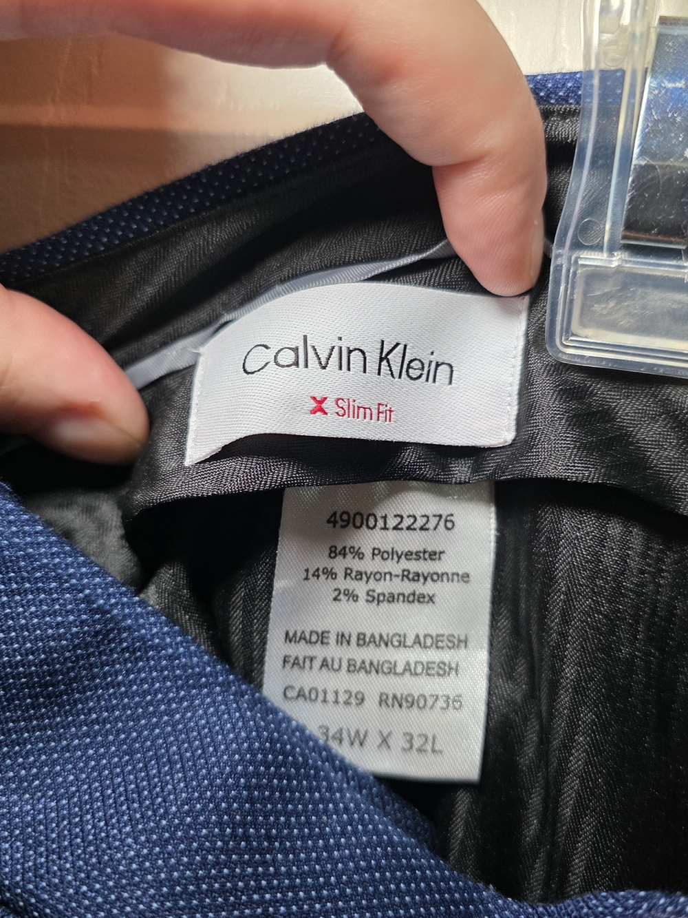 Calvin Klein Slim Fit Textured Navy Dress Pants